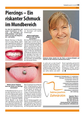 Piercings – Ein riskanter Schmuck im Mundbereich